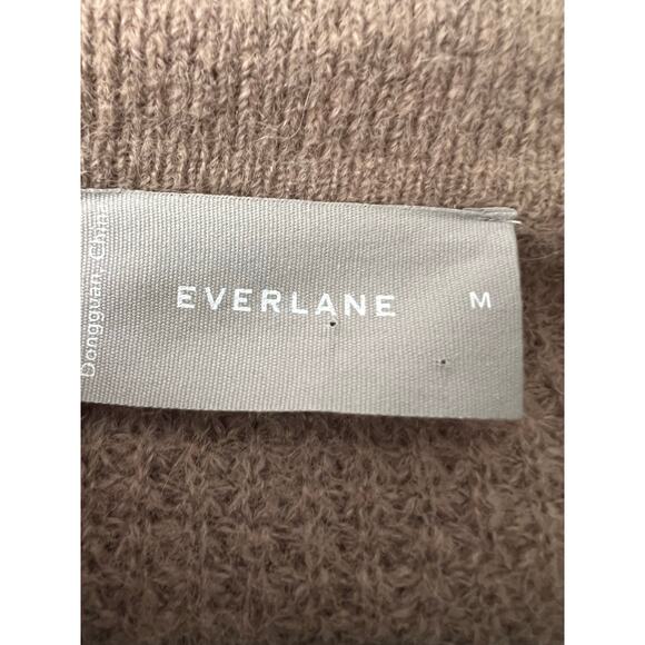 Everlane Women's The Alpaca Waffle Stitch Collared V-Neck Sweater Camel Tan SZ M - Picture 6 of 9